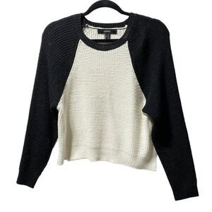 F21 Women's Colour Block Sweater Cream/Black